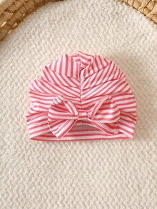 SHEIN 秋冬新生兒蝴蝶結印花可愛嬰兒連身衣 + 帽子 - 紅白色 - 查看 6