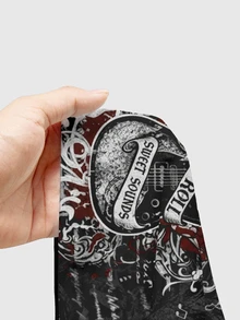 ROMWE Grunge Punk Punk Dark Vine Cute Pattern Print Spaghetti Strap Tank Top For Women - Black - View 5