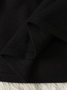 SHEIN Tween女孩秋冬休閒優雅復古學院風可愛黑色與杏色拼接荷葉領二合一收腰洋裝，適合返校季、秋冬外出與日常穿著 - 黑色 - 查看 6