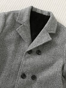 SHEIN معطف طويل متعدد الاستخدامات بأزرار وأكمام طويلة وجيب للأولاد الصغار - رمادي - مشاهدة 5