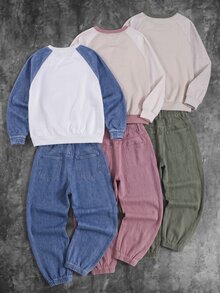 SHEIN 兒童青少年男孩休閒極簡圖案長袖寬鬆加厚套頭衛衣，適合秋冬穿著 - 白色 - 查看 2