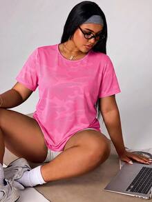 Dewbera Dewbera 2026 New Special Fabric Sweet Women Plus Size Sports T-Shirt Tank Top - Hot Pink - View 4