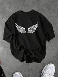 Sport MetroGents Men's Wing Print Sports T-Shirt, Gym - Black - View 1