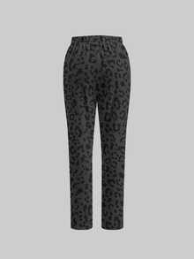TaskEZ Scrub Set With Retro Contrast Color Leopard Print, Suitable For Work, Commuting, Pet Hospital And Other Occasions. - Multicolor - View 3