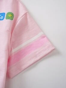 THE POWERPUFF GIRLS X SHEIN Kaos Lengan Pendek Bergambar Kartun Anak Perempuan - Berwarna merah muda - View 5