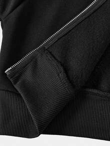 SHEIN Girlism Moletom com Zíper Preto para Adolescentes, Colete de Tricô Solto, Saia Plissada Xadrez Vermelha e Preta, Conjunto de 3 Peças Casual para Escola - Multicolorido - Visão 15