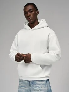STYNVO 男士秋冬休閒字母刺繡連帽衛衣 - 白色 - 查看 2