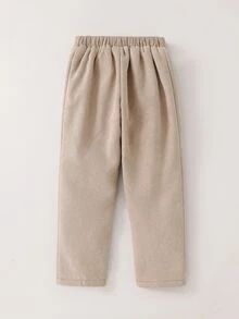SHEIN Baby Boy Solid Color Casual Versatile Daily Wear Long Pants - Khaki - View 2