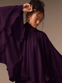 COSMINA 女款休閒優雅雪紡襯衫 - 紫紅色 - 查看 3