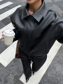 DAZY Jaket Wanita Gaya Musim Gugur untuk Perjalanan Sehari-hari - Hitam - View 3