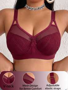DesireSculpt Plus Size Wireless Bra, 1pc - Burgundy - View 7