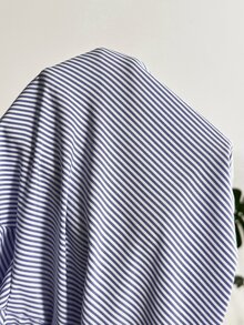 SHEIN Maternity Versatile Striped Single-Breasted Long Sleeve Shirt Fall - Navy Blue - View 3