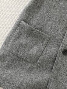 SHEIN معطف طويل متعدد الاستخدامات بأزرار وأكمام طويلة وجيب للأولاد الصغار - رمادي - مشاهدة 7