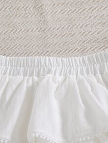 SHEIN 女童 4-7 歲白色棉混紡多層裙，觸感柔軟，時尚甜美，適合學校、外出等多種場合 - 白色 - 查看 8