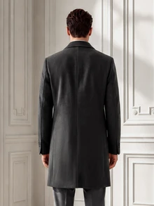 Core Aspect Men's Solid-Color, Long-Sleeved, Button-Front Coat (With Pockets)Suitable For Autumn/Winter Styling And Formal Winter Occasions - Dark Grey - View 2