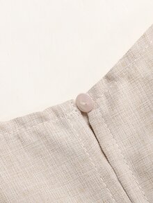 SHEIN 青少年女孩早秋休閒優雅純色梭織露肩抓皺不對稱設計收腰洋裝（附腰帶），卡其色女童洋裝，適合日常優雅穿著、返校季、畢業季 - 卡其色 - 查看 8