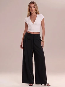 Avantive Women's Fashion Versatile Commuter Suit Pants - Black - View 4