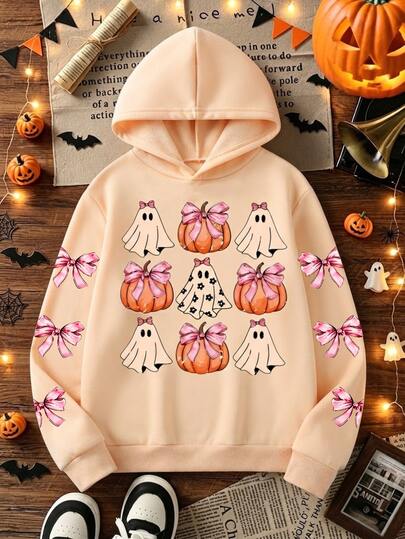 1 buah Sweatshirt Kasual Lucu Motif Halloween, Bunga, dan Hantu untuk Anak Perempuan Remaja, Potongan Longgar Sederhana, Cocok untuk Gaya Vintage Jalanan Musim Gugur/Dingin, Nyaman dan Kasual, Lapisan Penting untuk Anak Perempuan Remaja di Musim Gugur, Gaya Y2K, Gaya Sporty, Pakaian Luar Ruangan, Gaya Jalanan, Santai