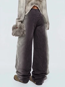 Avantive Women's Casual Washed Wide Leg Long Pants - Grey - View 2