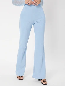 SHEIN Tall Pantalones largos de unicolor versátiles y de moda para ir al trabajo - Celeste - Ver 3