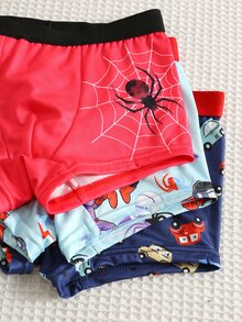 SHEIN 小男孩卡通印花休閒日常四角內褲 3件/包 - 彩色 - 查看 5