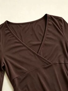 Balvessa Vacation Casual Boho Multi-Layer Long Dress Vacation Dark Brown Autumn - Brown - View 6