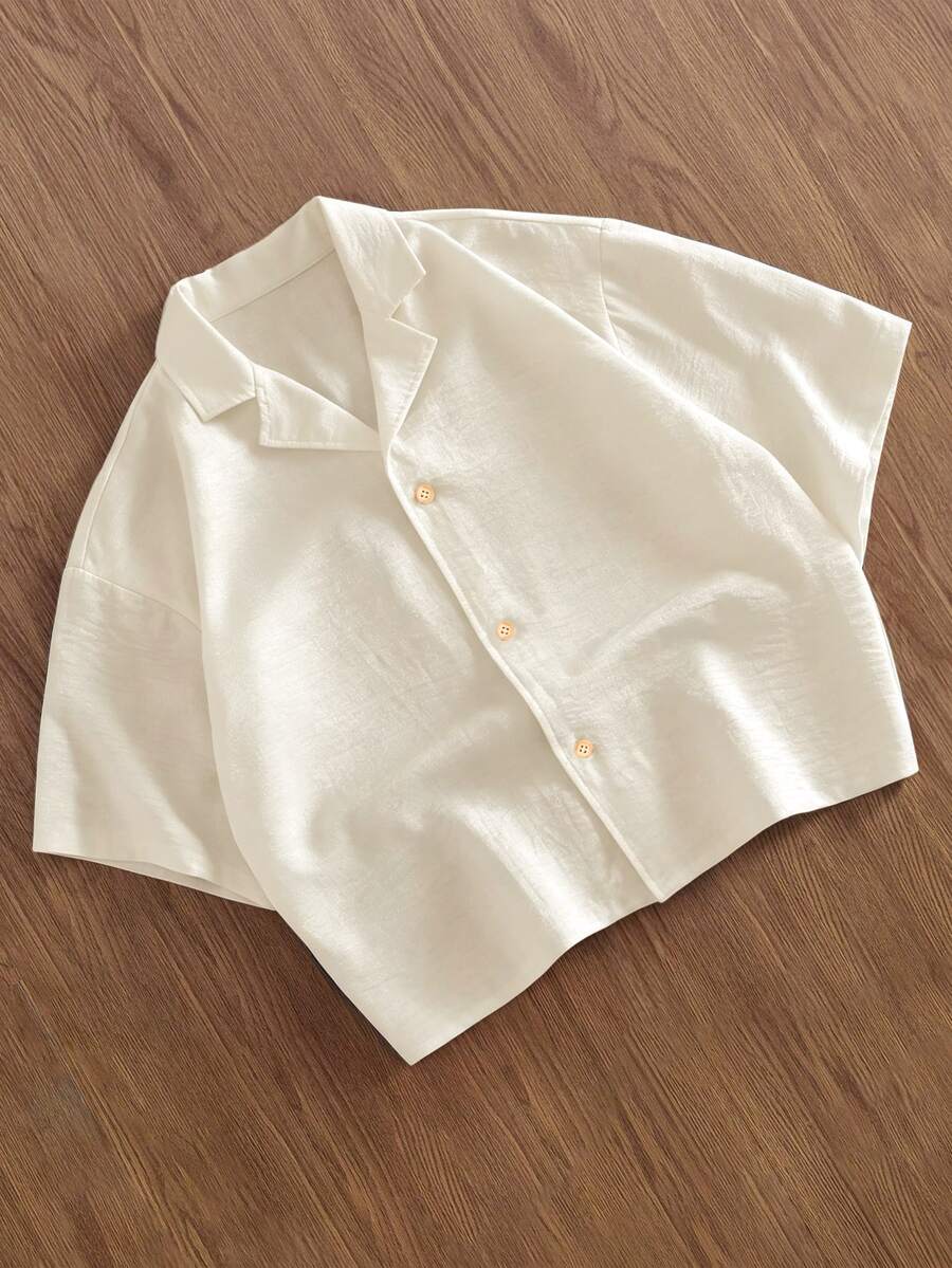 Manfinity Hypemode Men's Summer Casual Breezy Versatile Solid Color Shirt Beach Vacation Off-White - Beige - View 1
