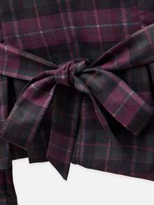 Nöista Plaid Two Pieces Skirt Set With Tailored Fit. Fall, Office Wear And Elegant Style. - Rust Brown - View 13