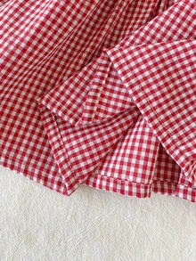SHEIN Playful Pals 女嬰春/秋季新款可愛長袖公主洋裝，嬰兒幼兒時尚森系風格 - 紅色 - 查看 8