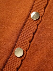 SHEIN LUNE CURVE Plus Size Women's Solid Color Casual Versatile Daily Wear Cardigan - Orange - View 3