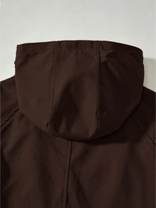 Tween女孩 粉色收腰連帽字母裝飾運動休閒可調腰口袋夾克，秋季服飾，秋季，返校，學校，校服 - 棕色 - 查看 7