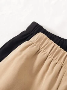 Baby Boys Minimalist Solid Color Thin Fleece Lined Casual Long Pants, Unisex Loose Straight Leg Pants With Soft Fleece Lining, Comfortable Basic Style - Multicolor - View 3