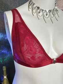 MidnightGlam 1pc Plus Size Wireless Bra - Burgundy - View 4