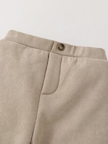 SHEIN Baby Boy Solid Color Casual Versatile Daily Wear Long Pants - Khaki - View 4