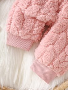 SHEIN Infant Clothes Autumn/Winter New Sweet Cute Sweatshirt & Fuzzy Long Pants 2 Pieces Set, Pink Cute Bear Head Pattern, Baby Outfit Set - Baby Pink - View 8