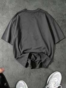 Sport MetroGents 男士大尺碼拼色休閒日常運動T恤 - 深灰色 - 查看 2