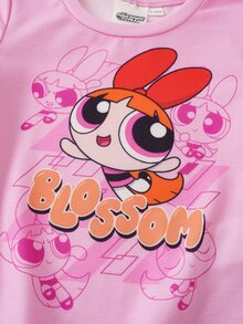 THE POWERPUFF GIRLS X SHEIN 女嬰卡通印花上衣 - 粉色 - 查看 4