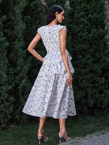VOLUPTÉ CURVE Women's Embroidered Floral Print Ruffle Trim Dress - Multicolor - View 2