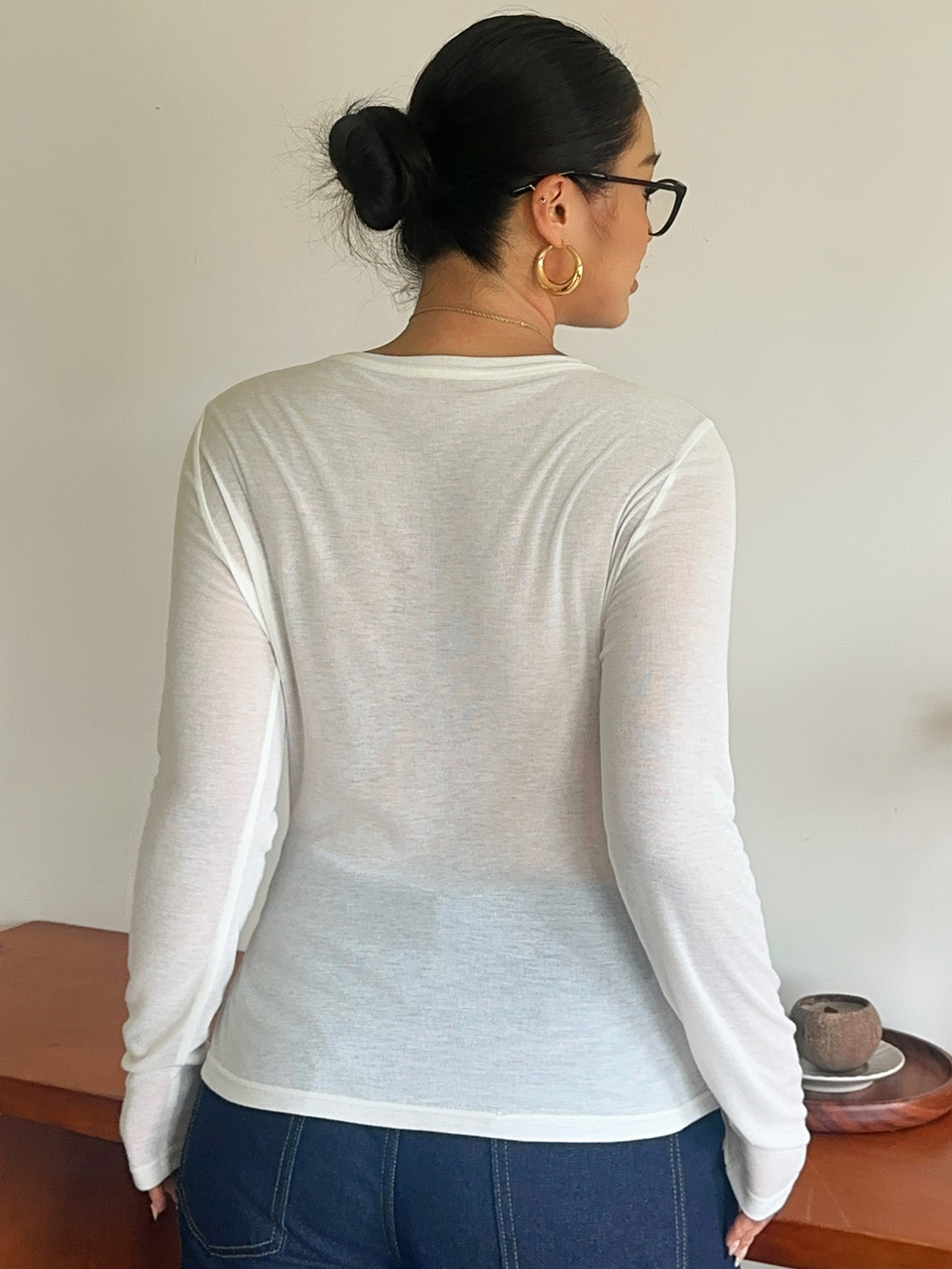 Letter Print Versatile Skin-Tone Mesh White Base Layer T-Shirt, Spring/Autumn New Style