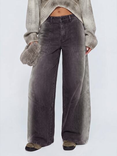 Avantive Pantaloni lunghi casual da donna a gamba ampia lavati