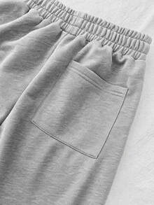 SHEIN Teen Girl Asymmetrical Shoulder Digital Print Sweatshirt And Pocket Pants Set - Grey - View 7