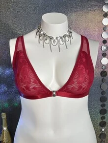 MidnightGlam 1pc Plus Size Wireless Bra - Burgundy - View 1