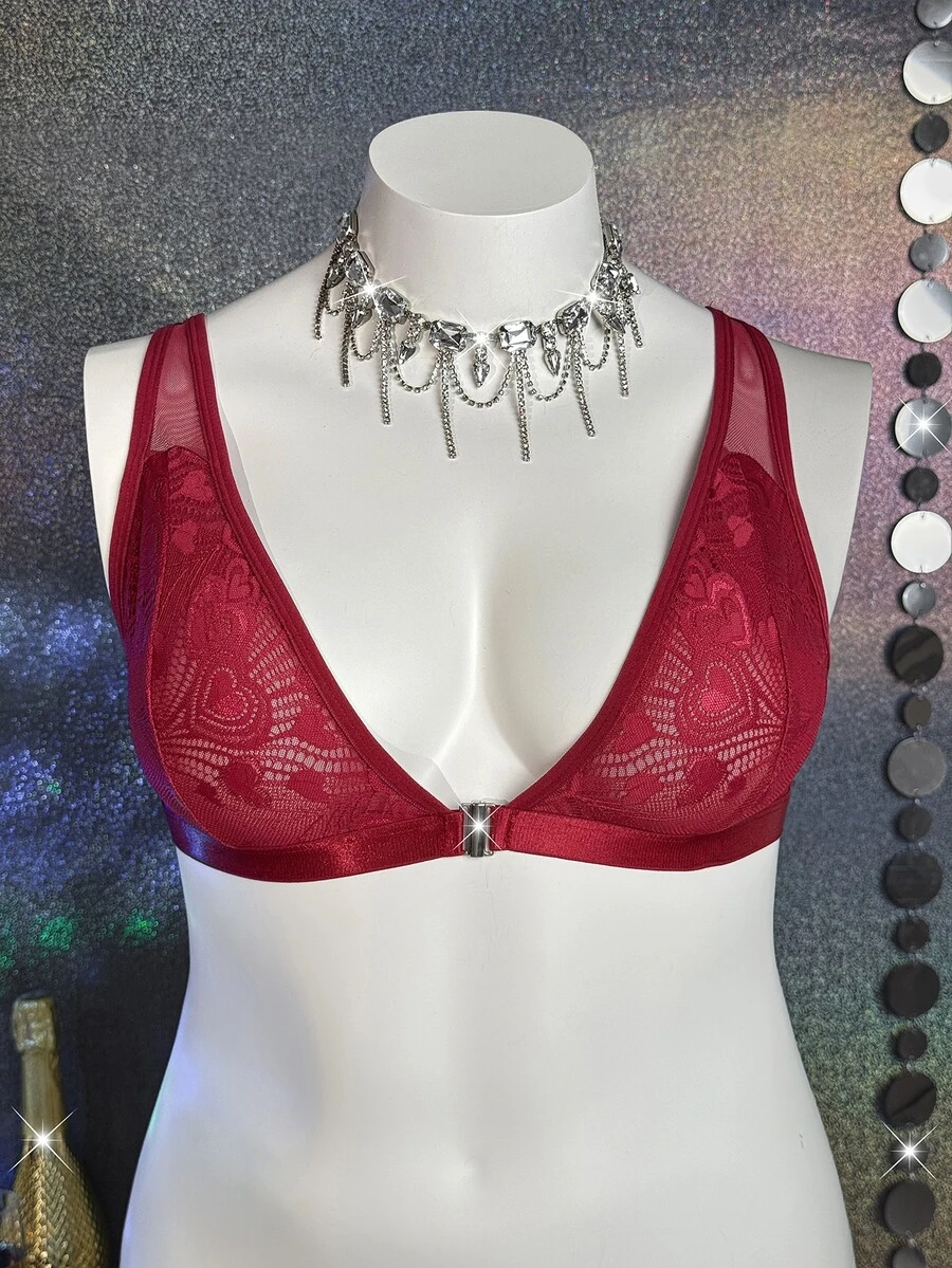 MidnightGlam 1pc Plus Size Wireless Bra - Burgundy - View 1