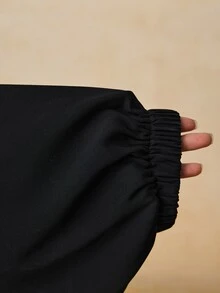 SHEIN VCAY 大尺碼女款時尚休閒燈籠褲 - 黑色 - 查看 7