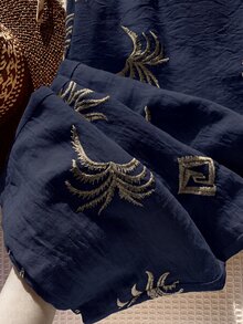 Comfortcana 女款休閒刺繡長褲，適合度假穿著 - 藍色 - 查看 6