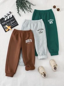 SHEIN 休閒學院風舒適時尚極簡實用百搭長褲，附貼布與口袋裝飾，適合兒童穿搭、小男孩服飾，適用於學校、返校季、日常穿著、旅行、運動，適合秋冬季節 - 彩色 - 查看 3