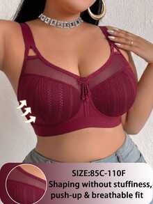 DesireSculpt Plus Size Wireless Bra, 1pc - Burgundy - View 4