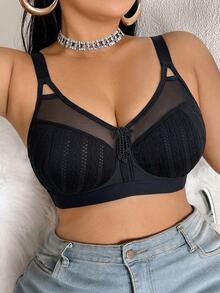 DesireSculpt Plus Size Wireless Bra, 1pc - Black - View 7