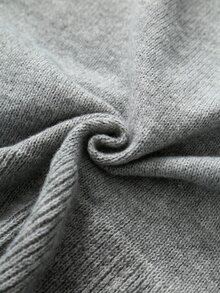 GlowEve CURVE Cardigan Rajut Leher V dengan Simpul Pita. Trim Kontras. Sweater Cardigan Ukuran Besar Gaya Romantis Prancis - Light Grey - View 5