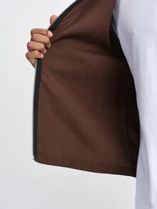 TOKVUE Men's 2 Pieces Long Sleeve Set, Casual Long Sleeve Shirt And Loose Long Pants, Spring/Autumn Men's Outfit, Casual Set, Holiday Set, Preppy Style, Commuter Style, Evening Occasion, Brown - Brown - View 8